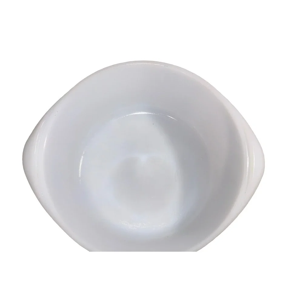 Vintage Glasbake Milk Glass Casserole Dish with Clear Glass Lid Round White